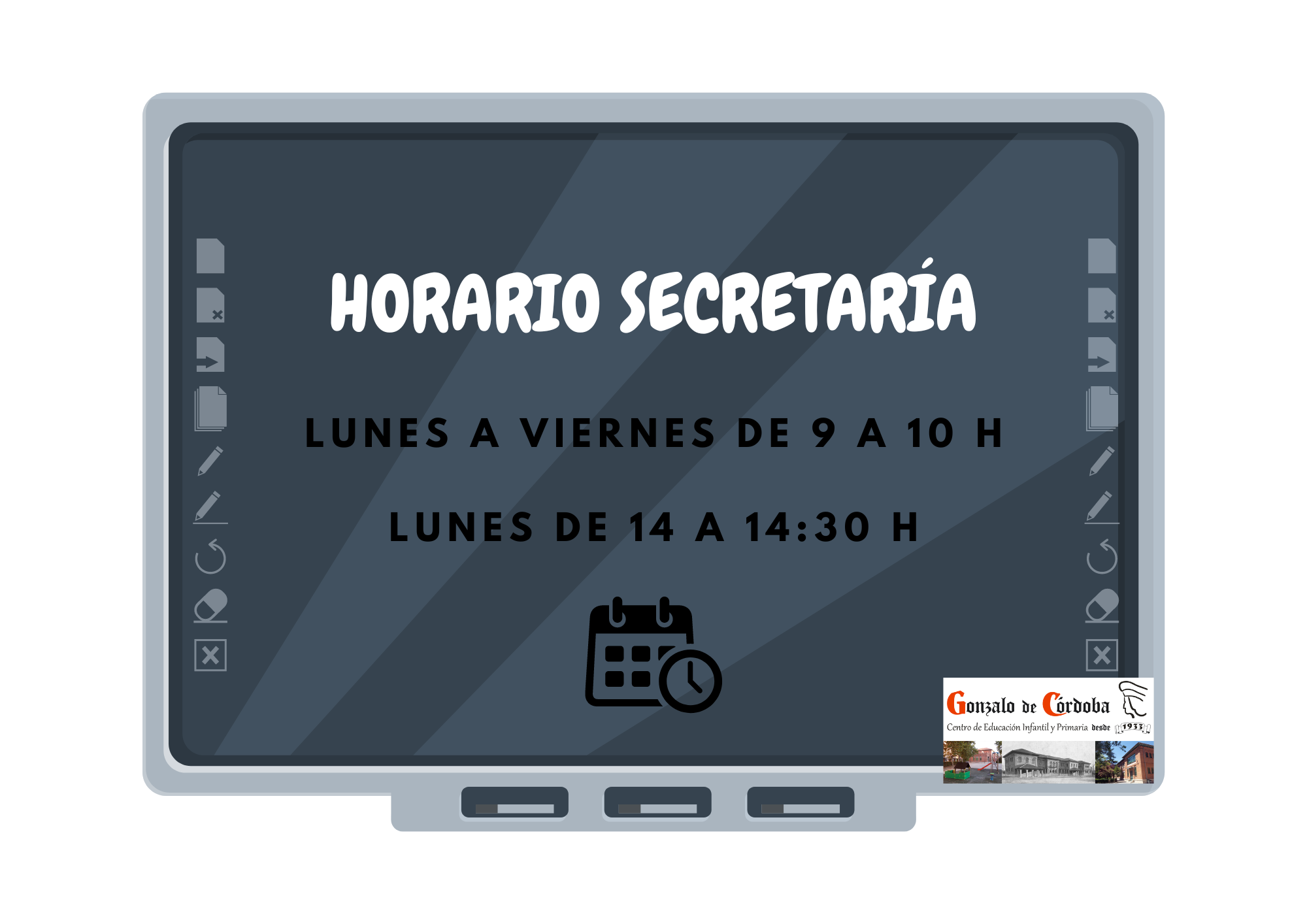 Horario de secretaría del curso actual